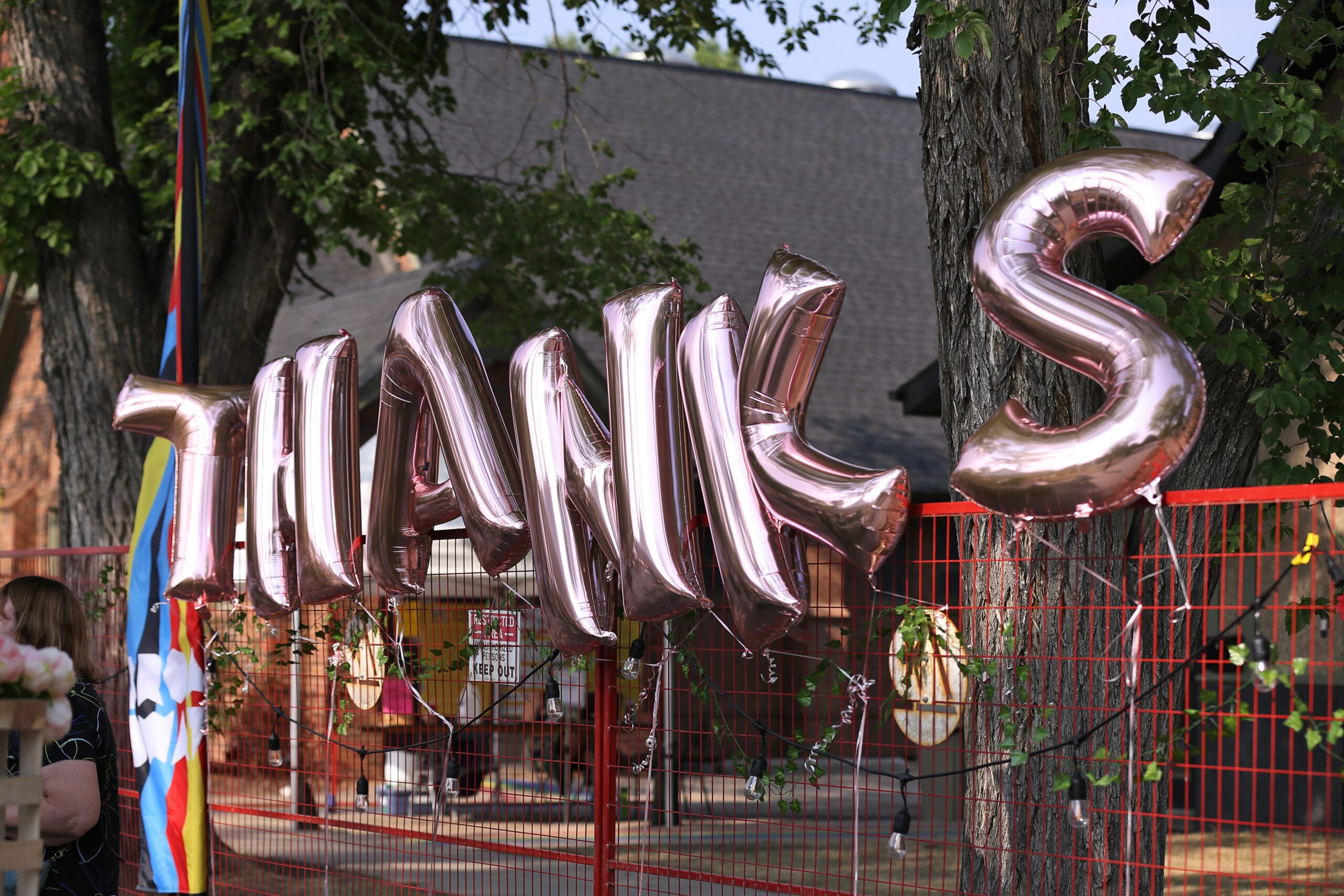 Balloons spelling Thanks, photo credit Nicole Stevenson Balloons spelling Thanks, photo credit Nicole Stevenson